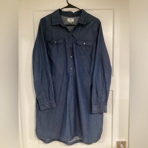 Old Navy Denim Shirt Dress Cotton Long Sleeve Navy Sz L